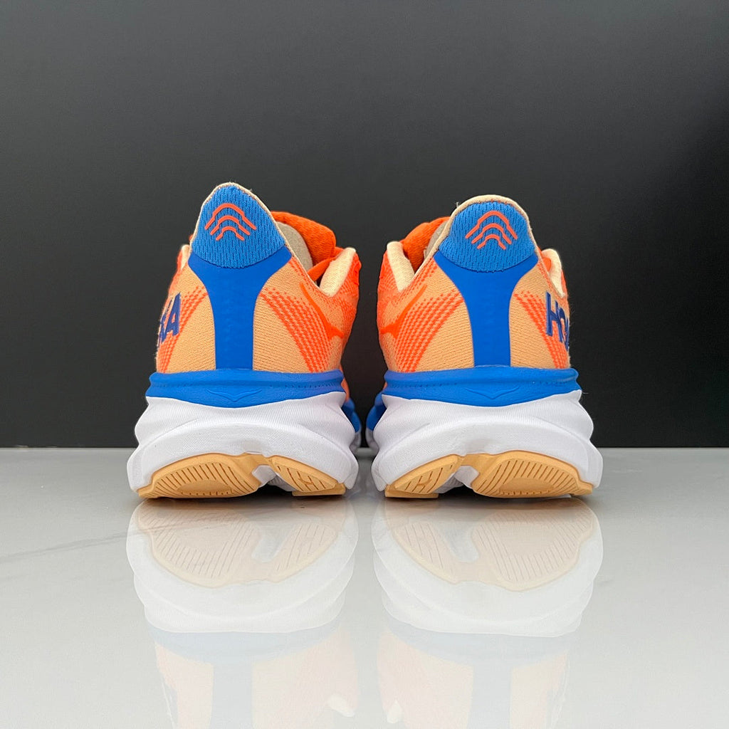 HOKA Clifton 9 Running Shoes, Orange and Blue