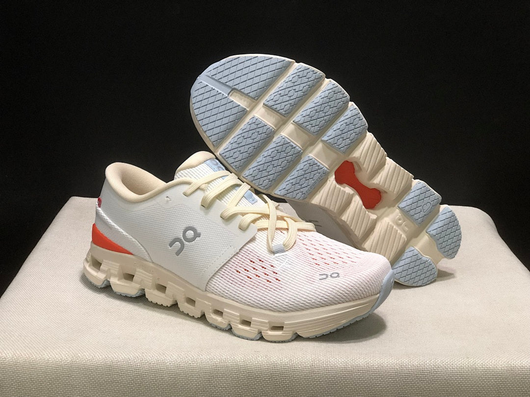 On Cloud X 4 Ivory Salmon Running Sneakers