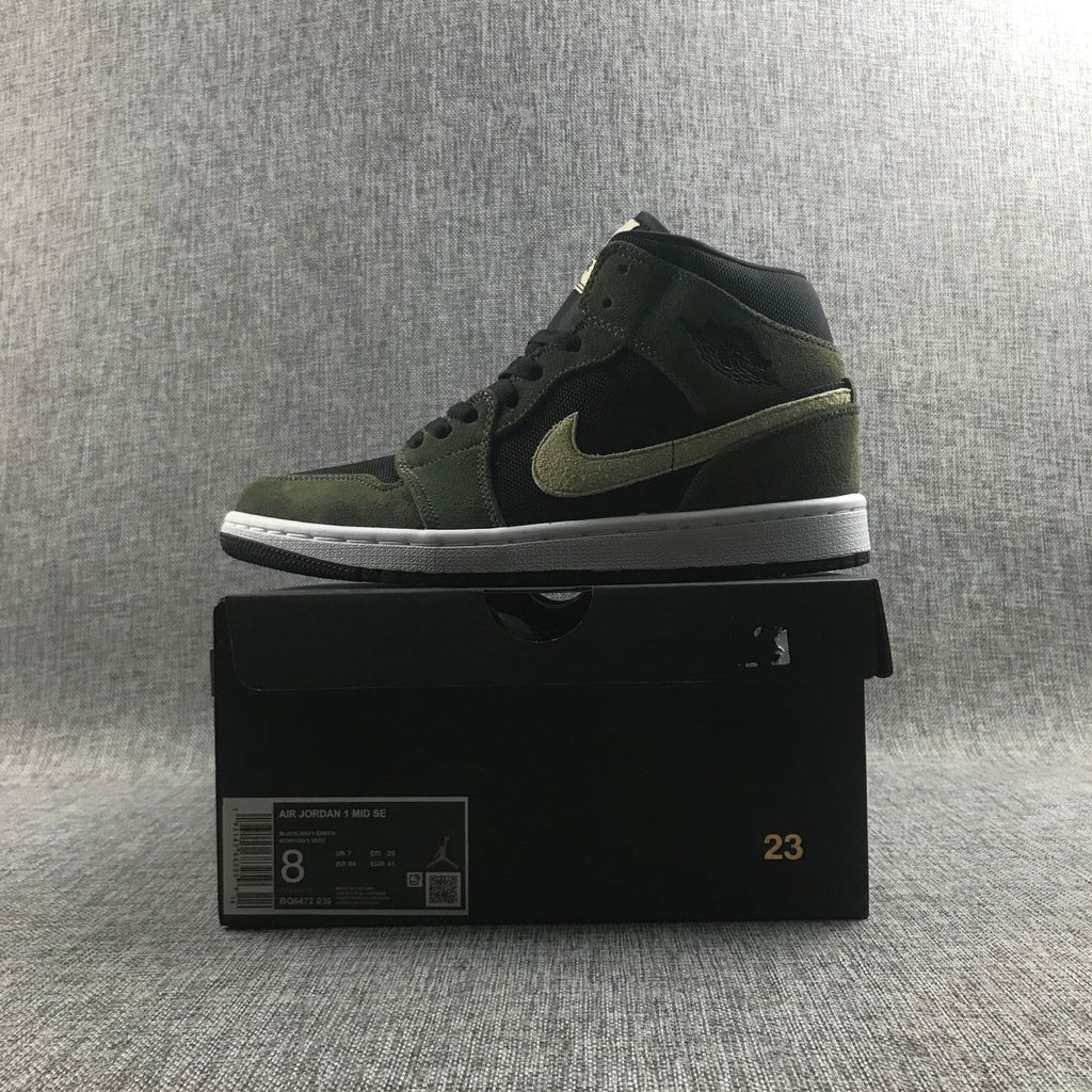 Air Jordan 1 Mid Sneakers Olive Green BQ6472-030