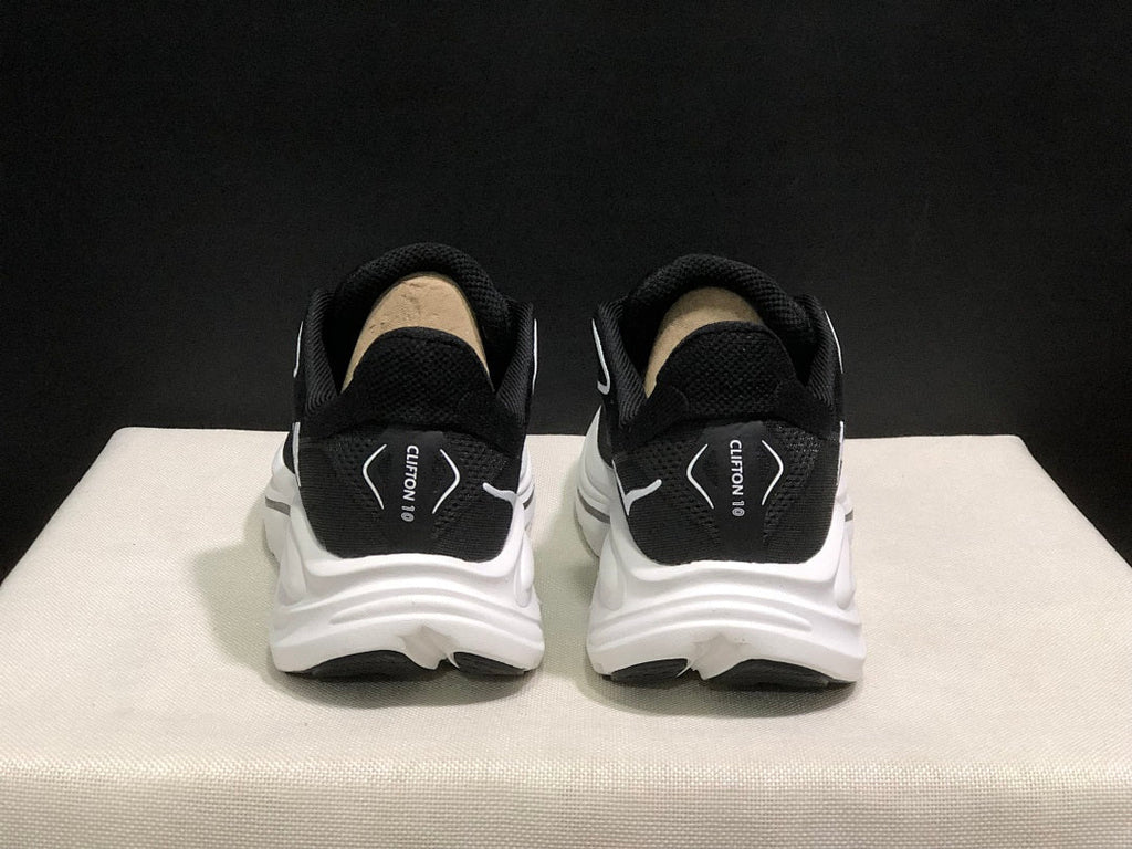 HOKA Clifton 10 Black and White Running Shoes