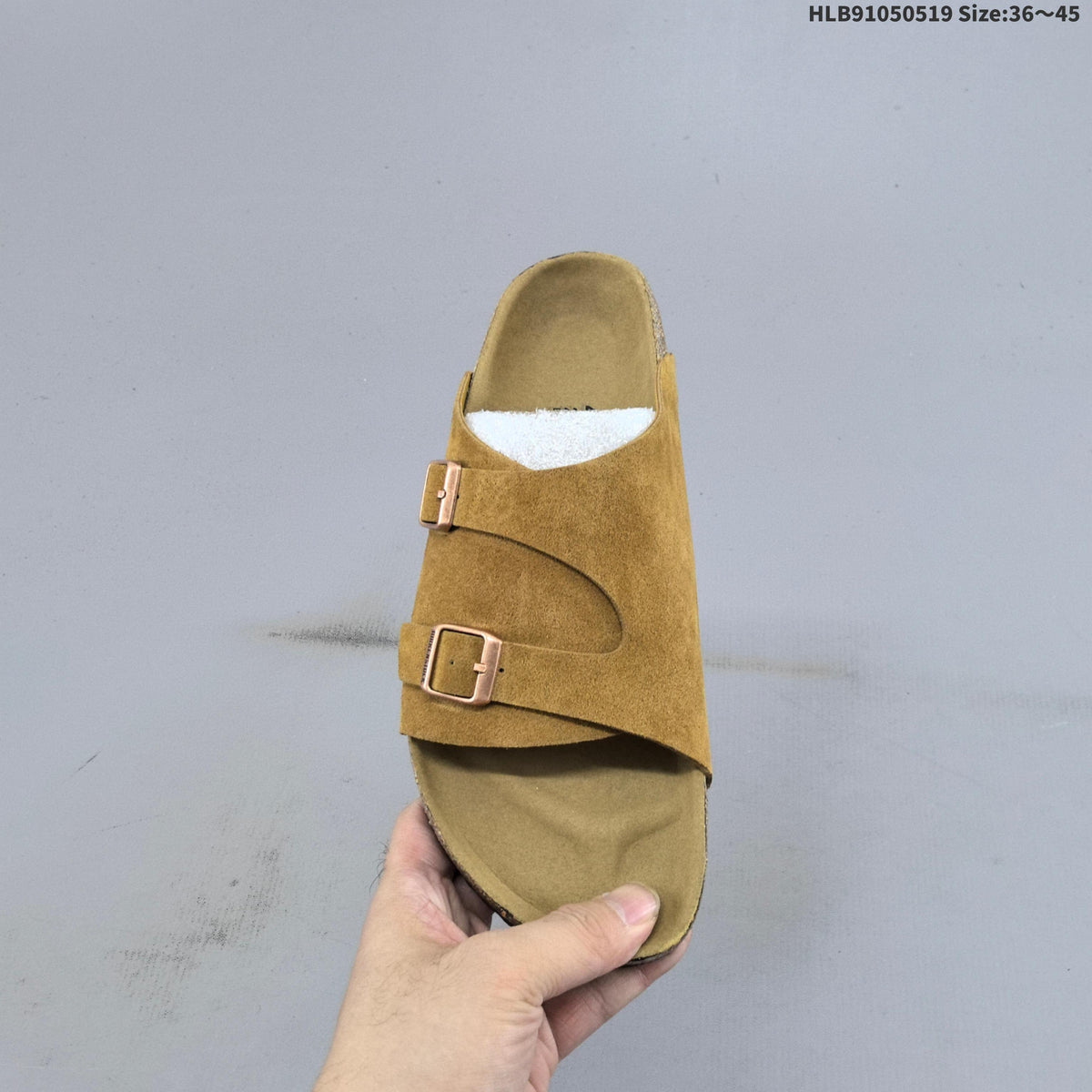 Birkenstock Arizona Two-Strap Suede Slide Sandals, Taupe