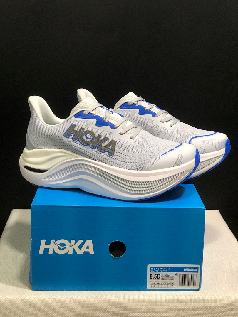 HOKA Skyward X Running Shoes in White and Blue