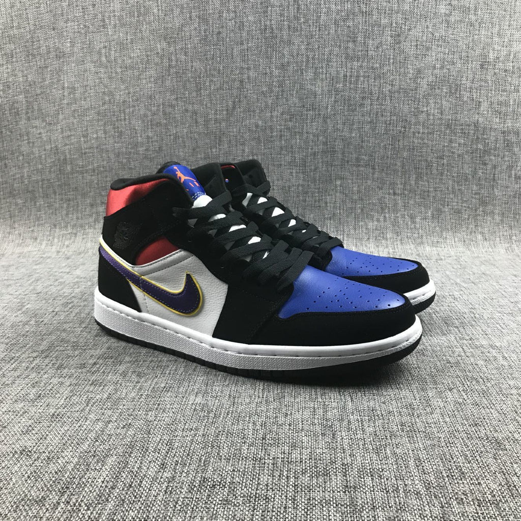 Air Jordan 1 Mid SE Black Purple Yellow Sneakers 852542-005