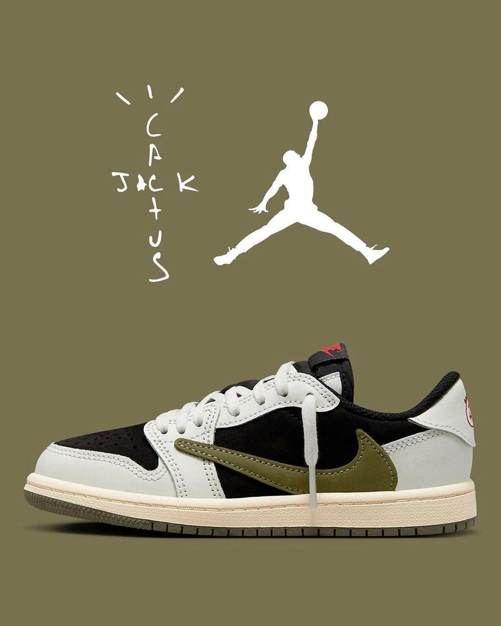 Nike Air Jordan 1 Low Travis Scott Olive Sneakers DZ4137-106