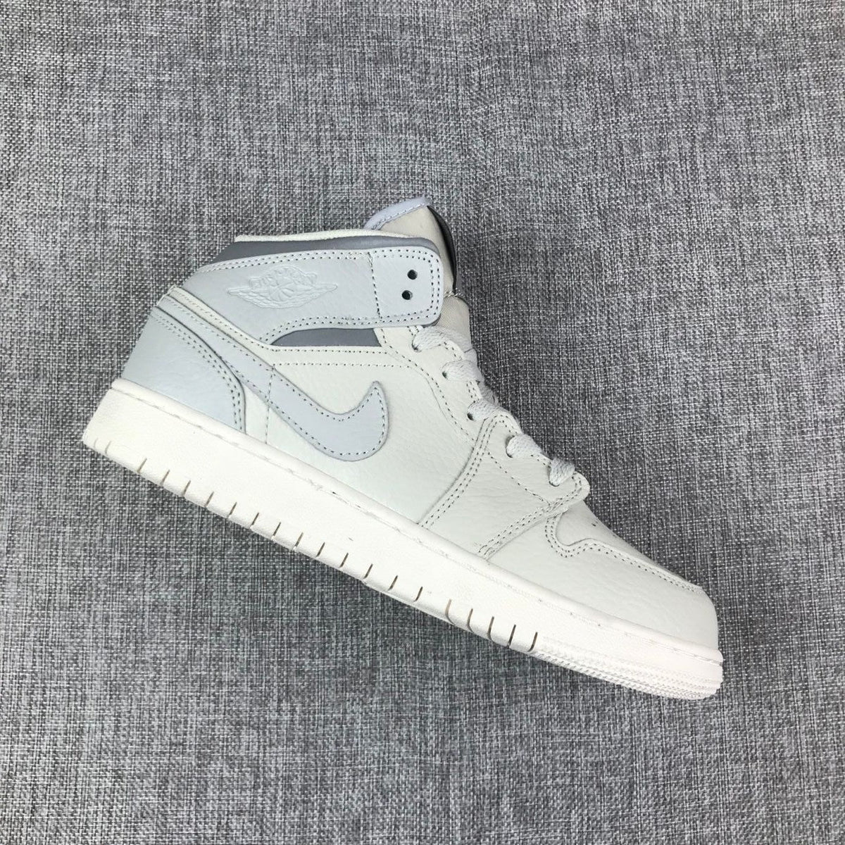Air Jordan 1 Mid Sneakers in White and Grey