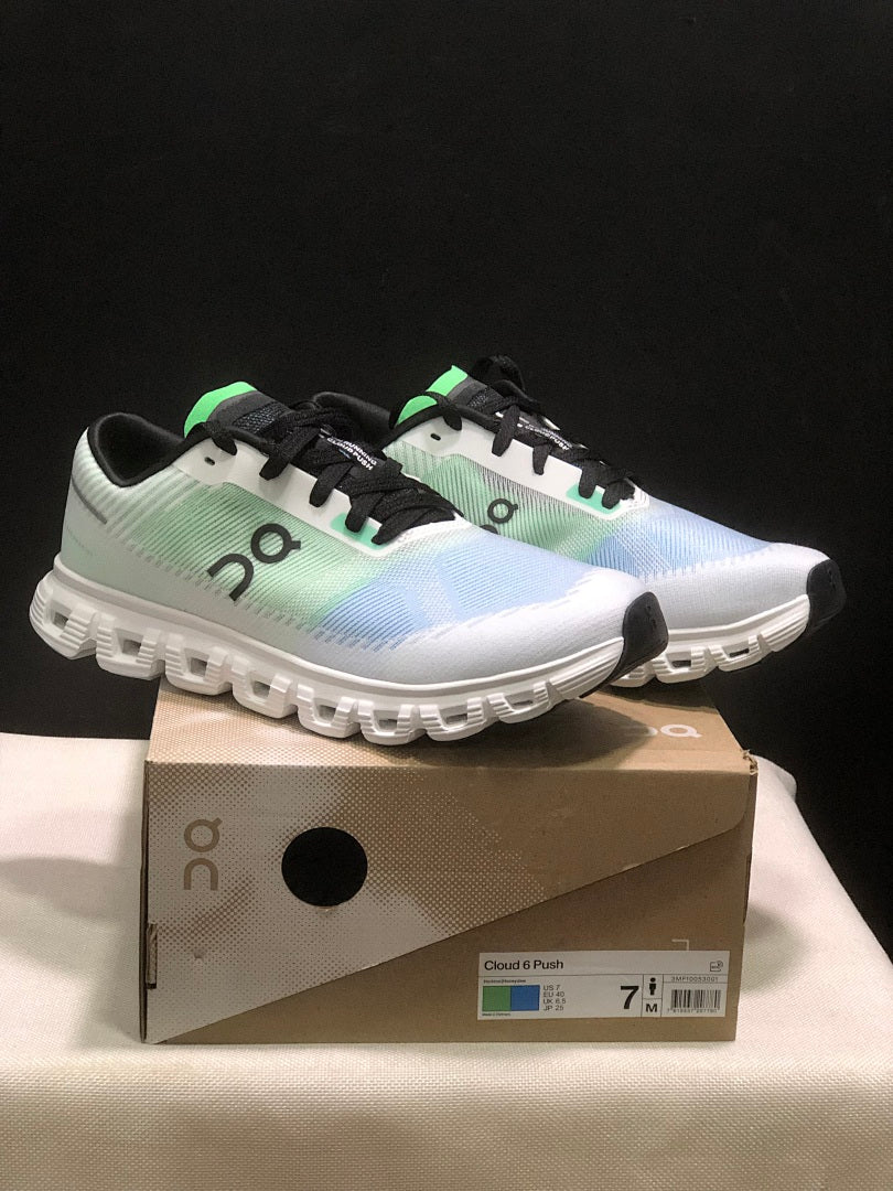 On Cloud 6 Push Sneakers in Green, Blue and Black