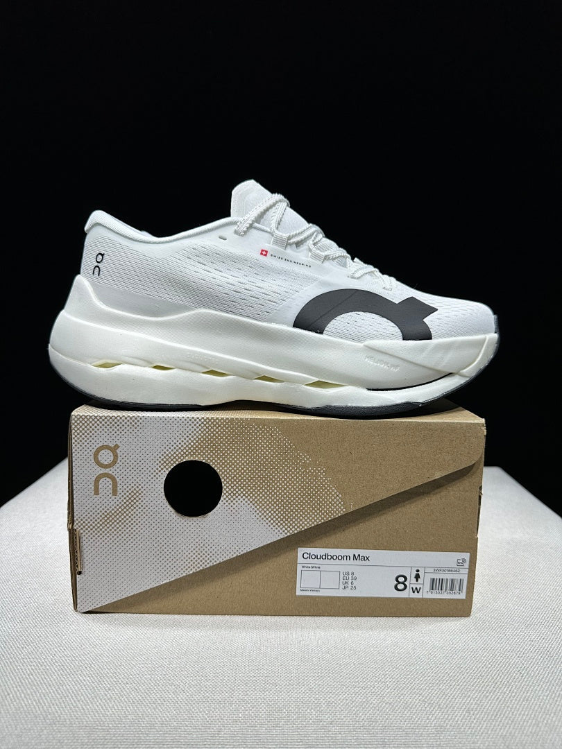 On Cloudboom Max White Running Shoes