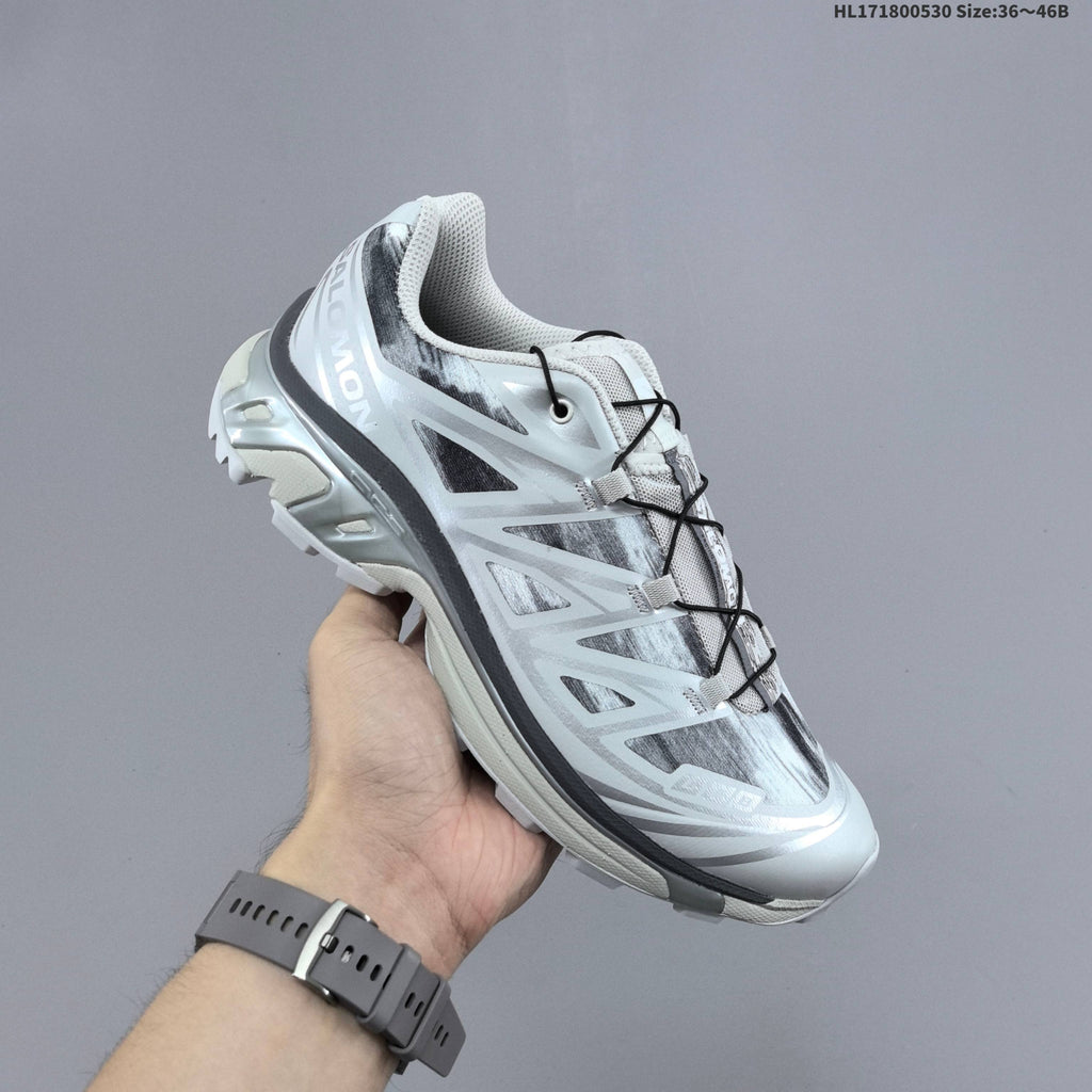 Salomon XT-6 Trail Running Shoes, White and Grey