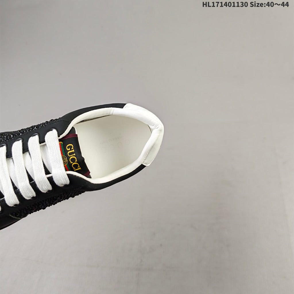 Gucci Screener Distressed Low-Top Sneakers Black and White HL171401130