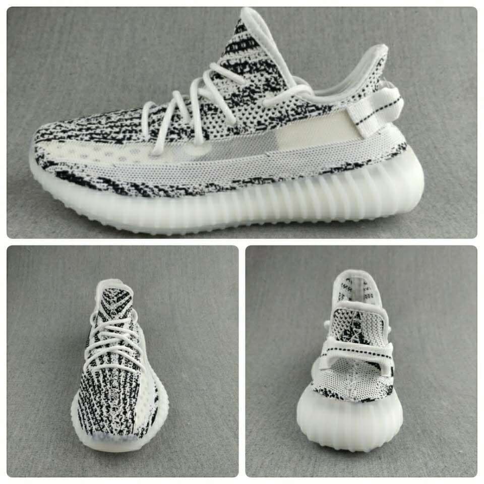 Yeezy 350 V2 Knit Sneakers in Black and White