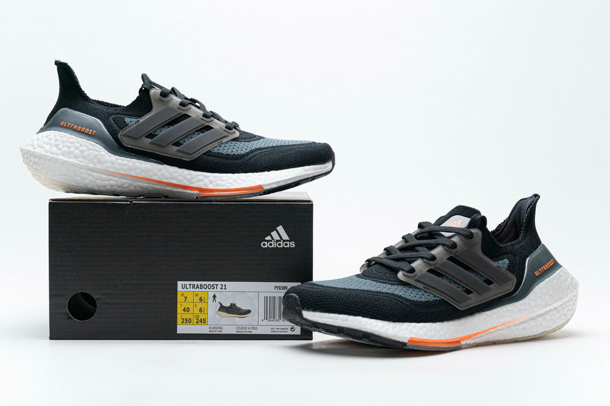 adidas Ultraboost 21 FY0389 Running Shoes, Black and Grey