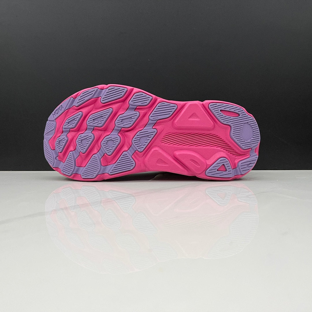 HOKA Clifton 9 Running Shoes in Ivory and Pink