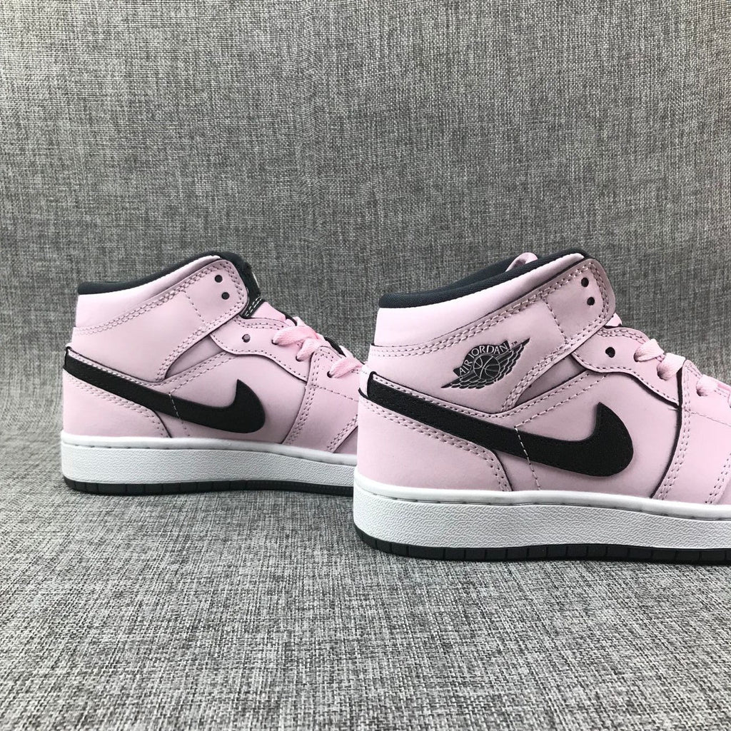 Air Jordan 1 Mid Pink and Black High-Top Sneakers