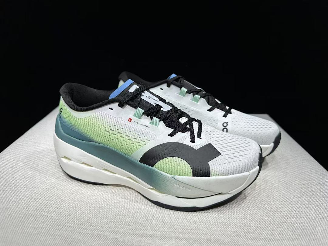 On Cloudboom Max Running Shoes, White and Green