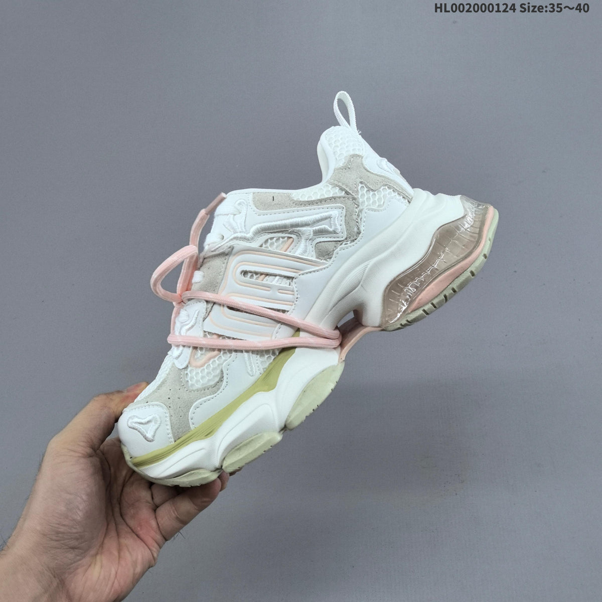 GGCC Chunky Low-Top Sneakers in White and Lime