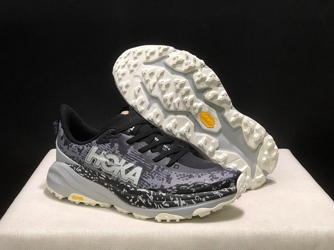 HOKA Speedgoat 6 Trail Running Shoes, Gray Black
