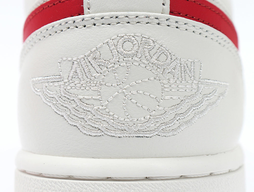 Jordan 1 Low Sneakers, Sail and Red, AO9944-161