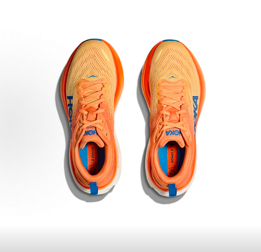 HOKA Bondi 8 Running Shoes in Orange and Blue