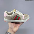 Gucci Screener Low-Top Sneakers in Beige and Pink