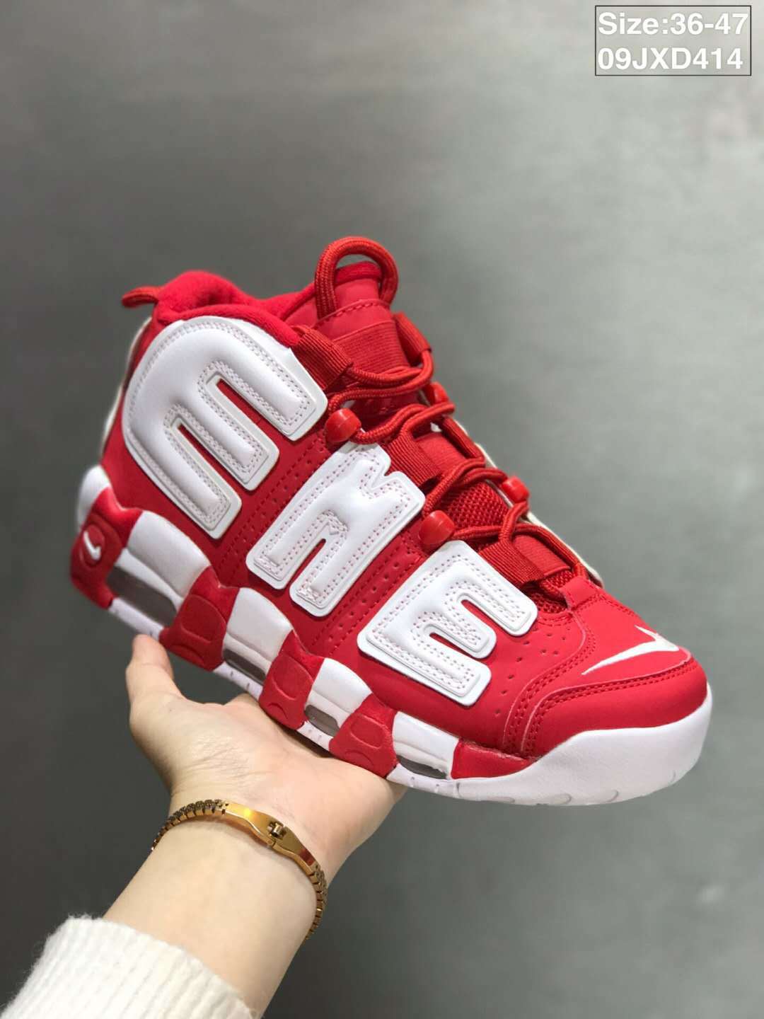 Nike Air More Uptempo Sneakers White and Red 09JXD414