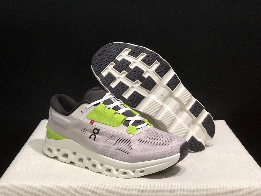 On Cloudstratus 3 Running Shoes, White Grey Green
