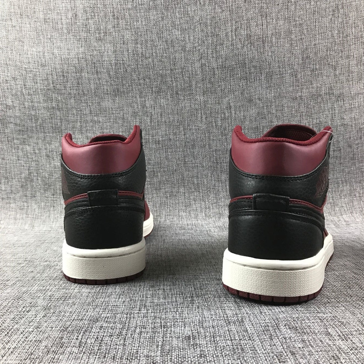 Air Jordan 1 Mid Burgundy and Black High-Top Sneakers