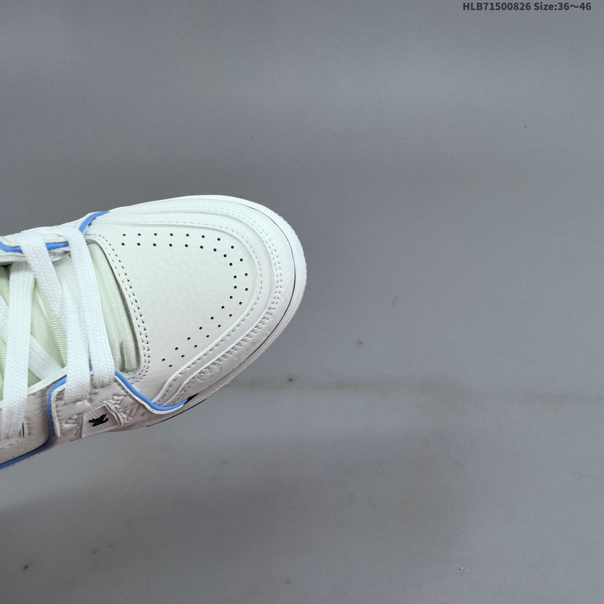 Louis Vuitton White Low-Top Sneakers with Blue Accents