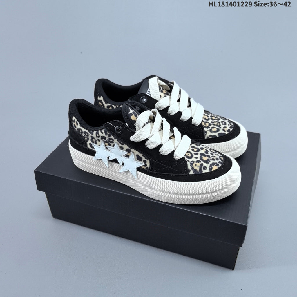 AMIRI Star Low-Top Sneakers with Leopard Print Details