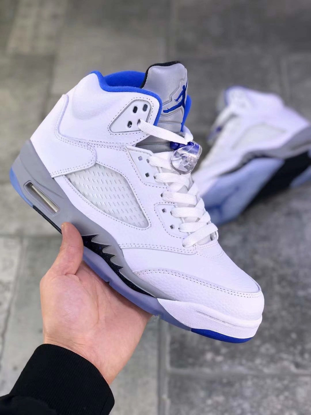Air Jordan 5 Stealth 2.0 White Blue Sneakers 440888-140