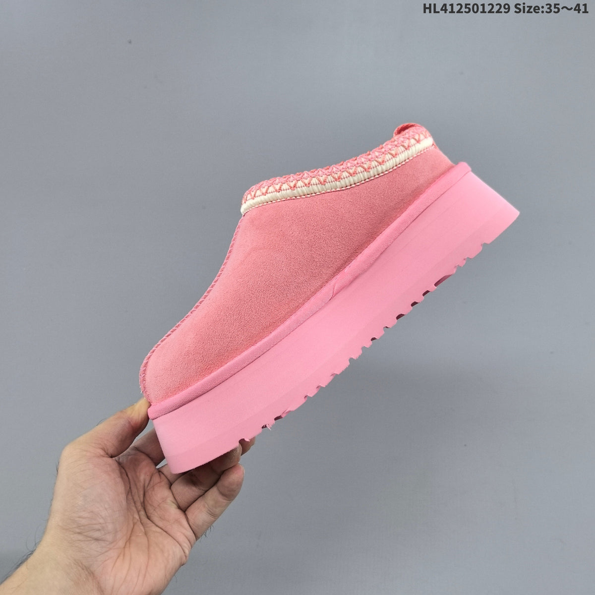 UGG Tazz Platform Slip-On Slippers in Beige and Pink