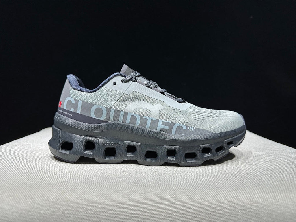 On Cloudmonster Running Shoes in Eclipse and Magnet