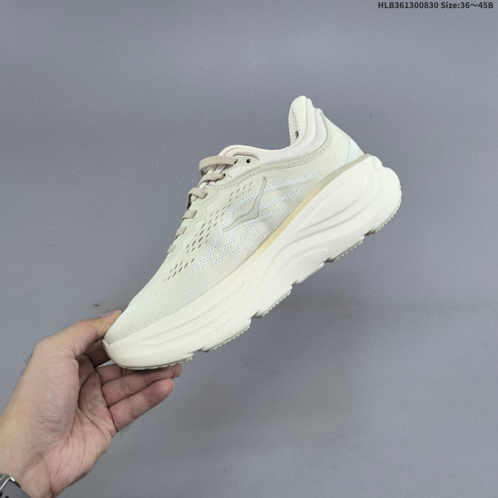 HOKA Bondi 9 Low-Top Running Shoes, White, Style 1162012