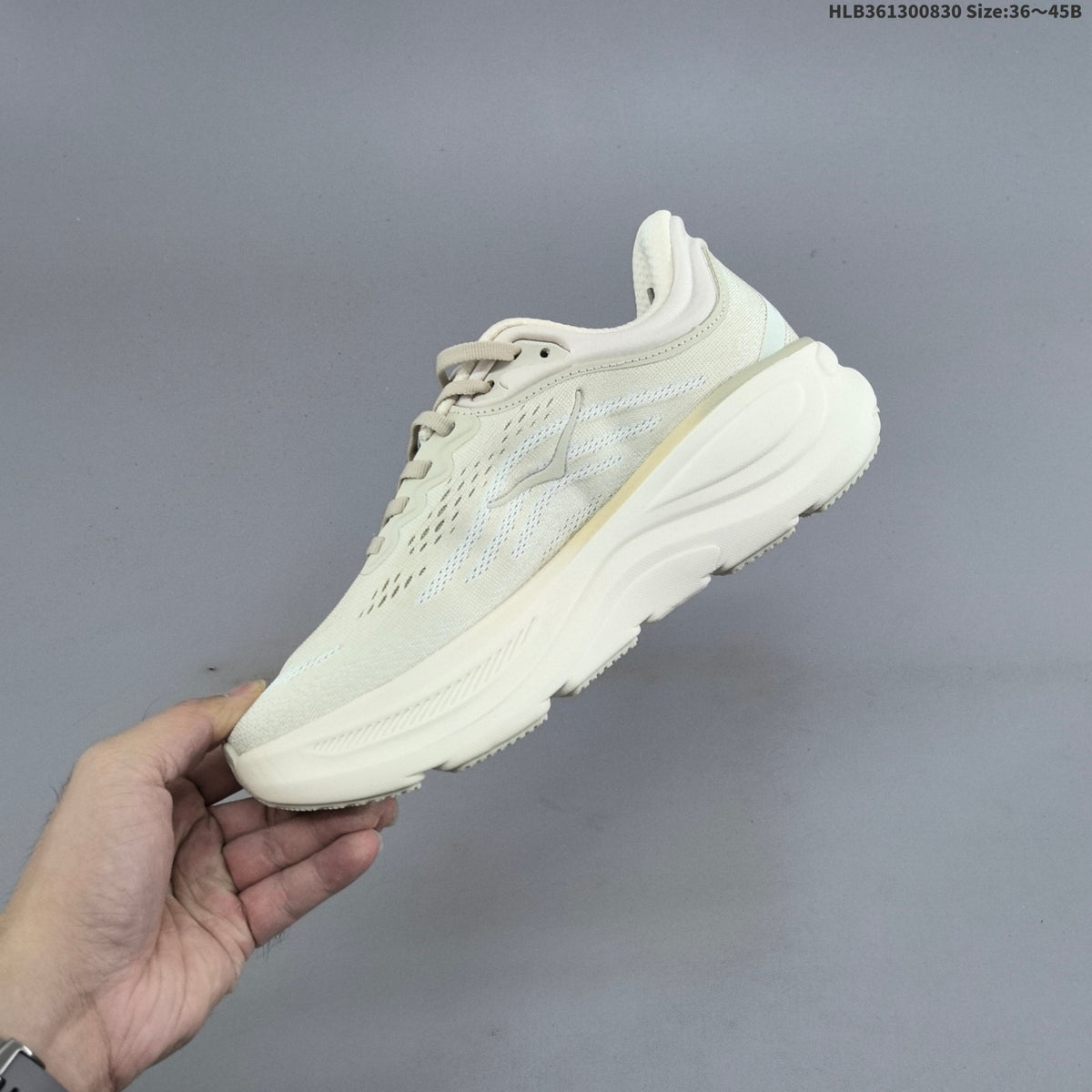 HOKA Bondi 9 Low-Top Running Shoes, White, Style 1162012