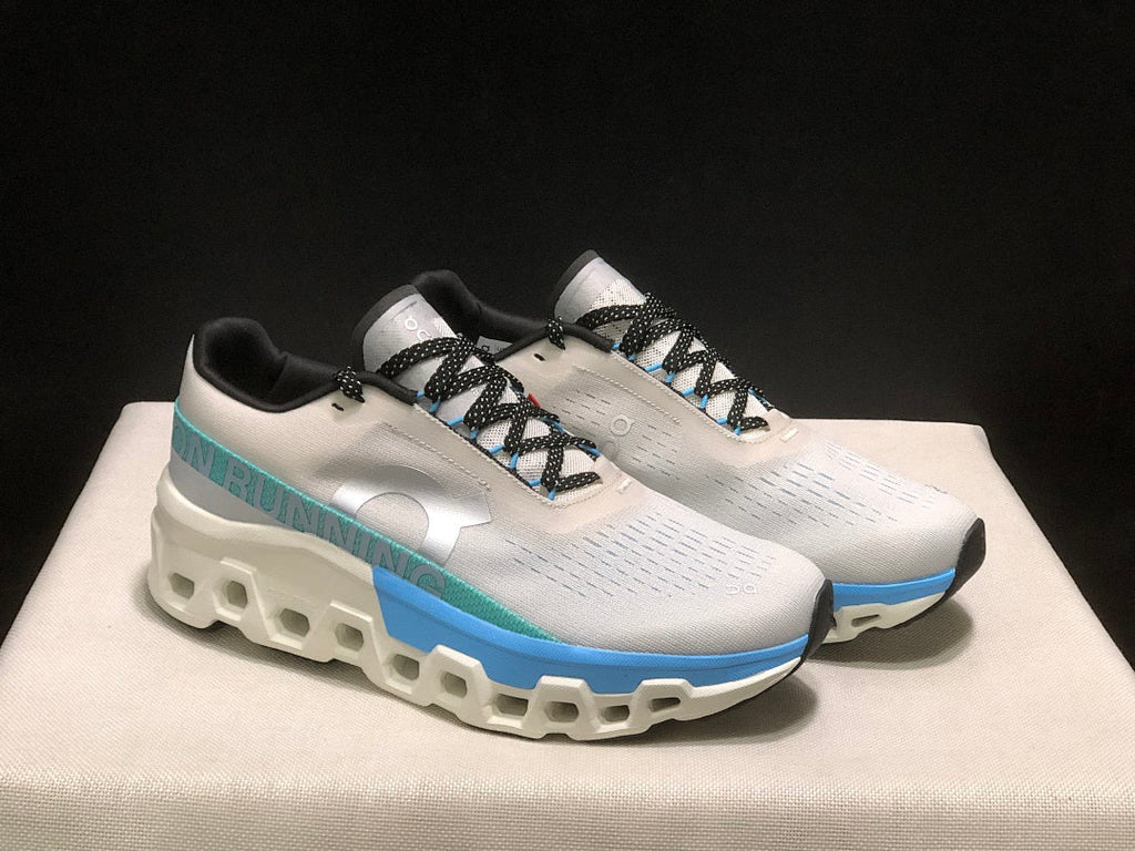 On Cloudmonster 2 Running Shoes in White and Blue