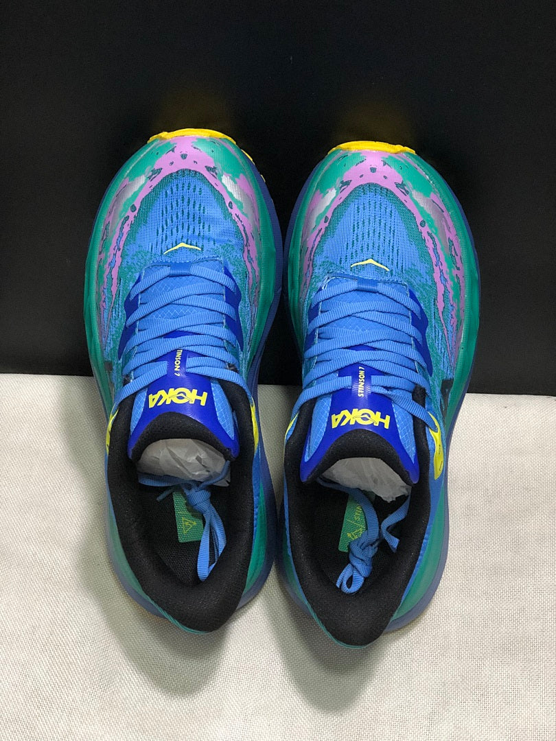 HOKA Stinson 7 Trail Sneakers Blue Green Pink Yellow