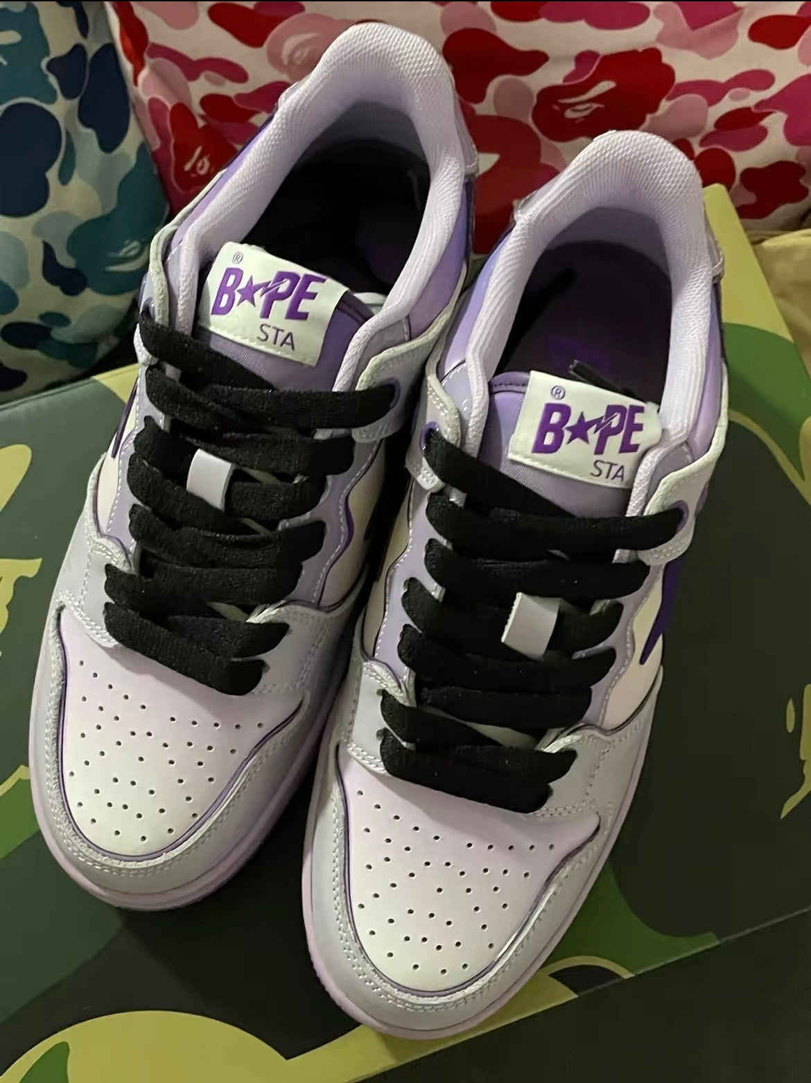 BAPE SK8 Sta Sneakers in White and Purple