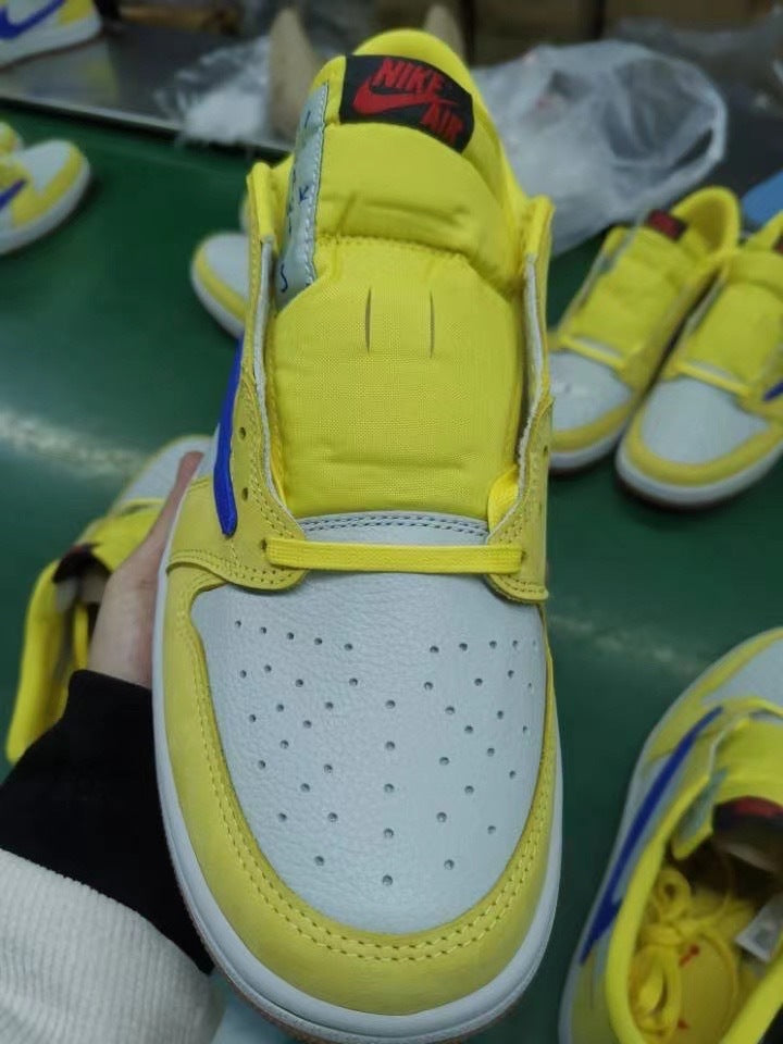 Jordan 1 Low Canary Yellow and Blue Sneakers DZ4137-700