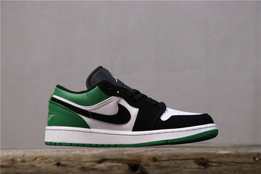 Air Jordan 1 Low Black Green White Sneakers 553558-113