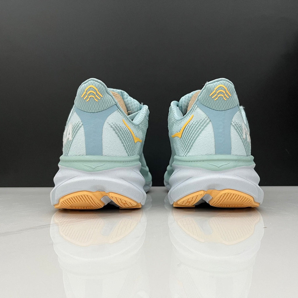 HOKA Clifton 9 Running Shoes – Mint and Yellow