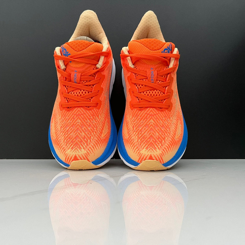 HOKA Clifton 9 Running Shoes, Orange and Blue