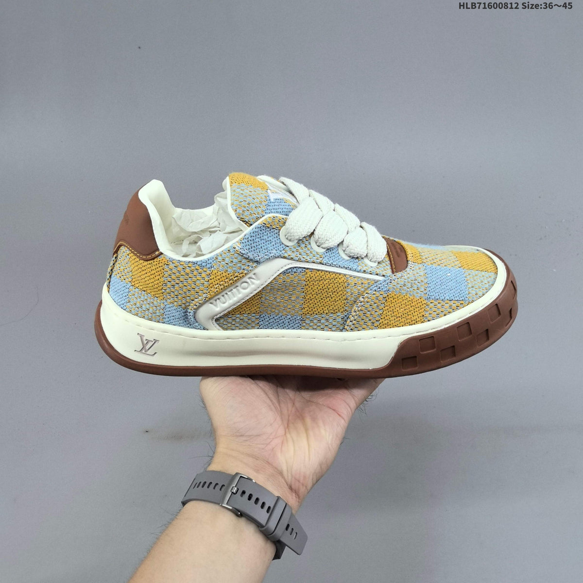 Louis Vuitton Tilted Low Sneakers in Blue and Yellow Check