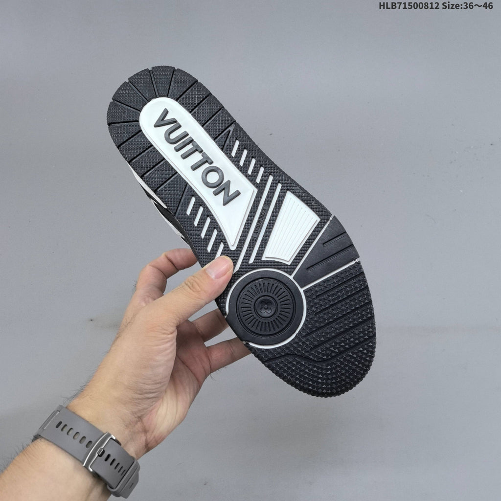 Louis Vuitton White and Black Low-Top Sneakers