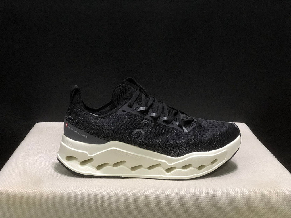 On Cloudsurfer Max Black and White Running Sneakers