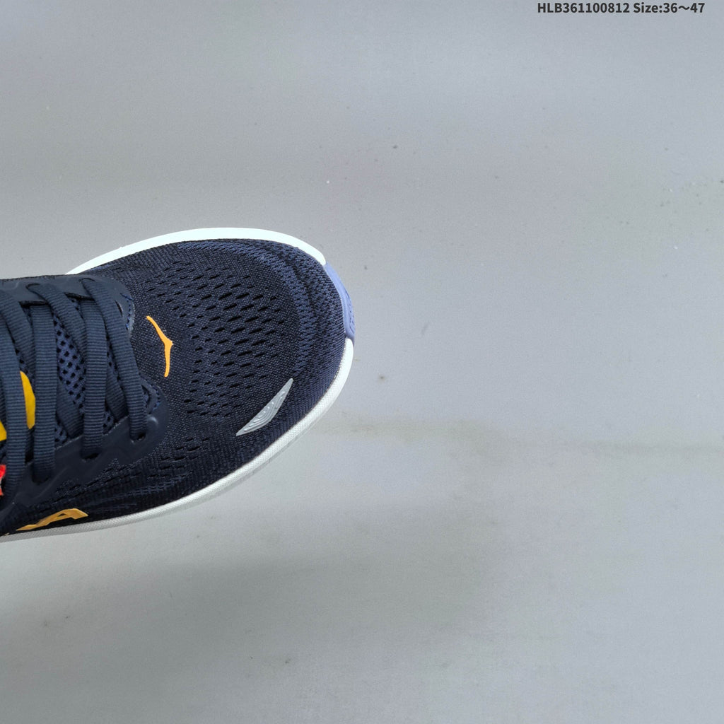 HOKA Bondi 9 Running Shoes in Navy, Red and Yellow