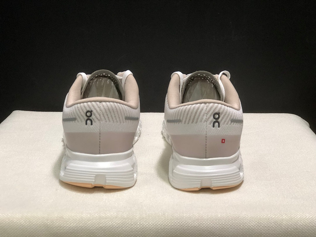 On Cloud 6 Push Sneakers in White and Beige