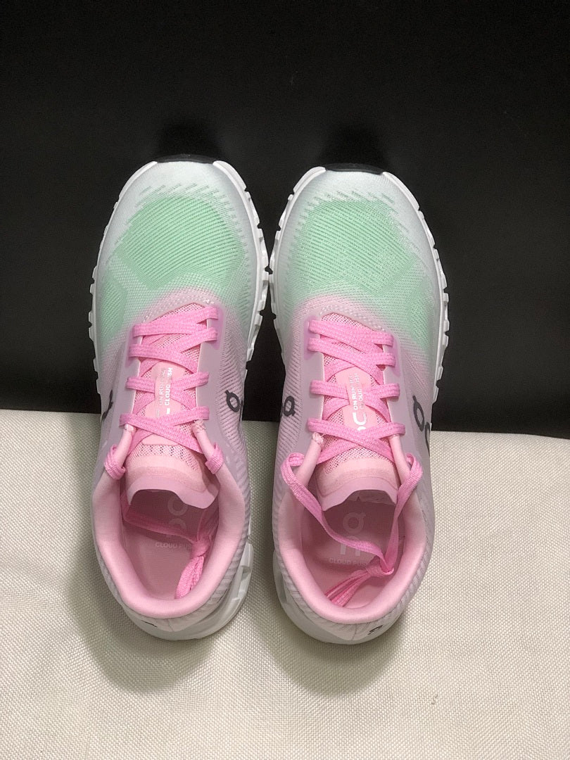 On Cloud 6 Push Sneakers in Pink, Green and White