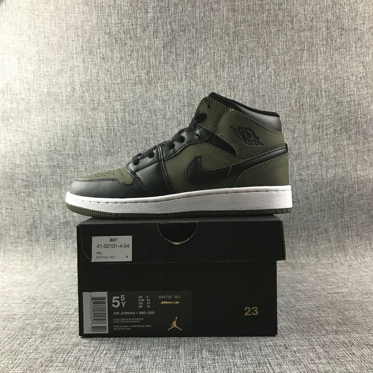 Jordan 1 Mid Sneakers in Black and Olive Green