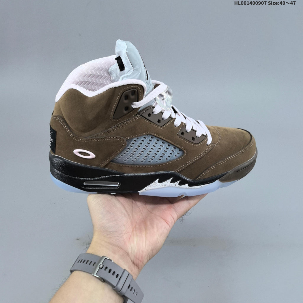 Jordan Air Jordan 5 Retro High-Top Sneakers in Brown and Pink