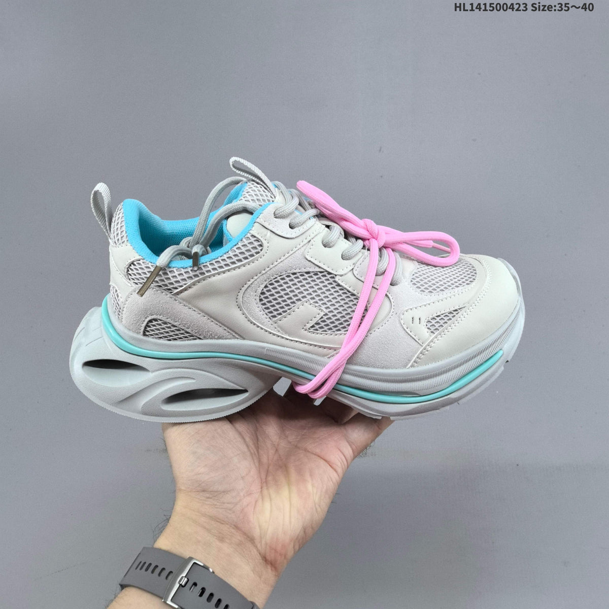 GG-CC Retro Low-Top Sneakers, Chunky Sole, White and Silver