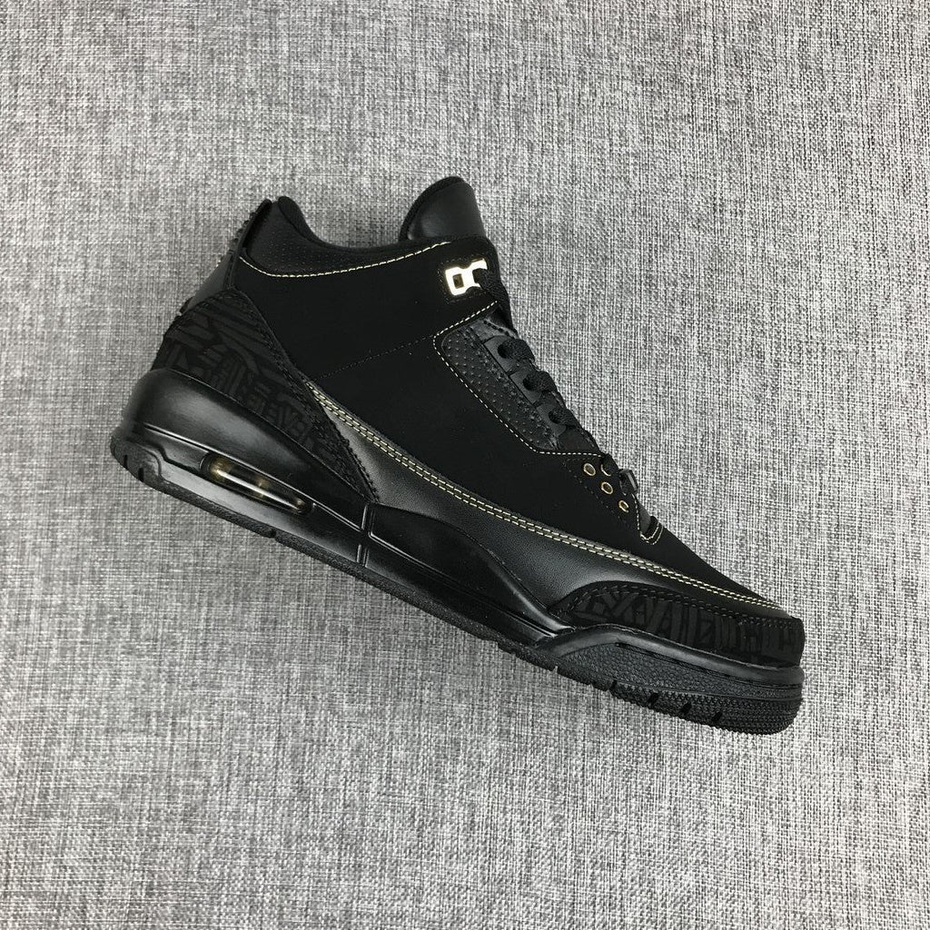 Air Jordan 3 BHM Black and Metallic Gold High-Top Sneakers